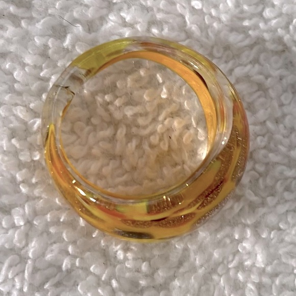 Vintage Art Glass Handmade Yellow Gold Orange Band Ring - Picture 8 of 12